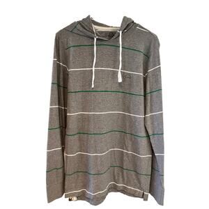 American Rag Men’s Long Sleeve Gray & White Stripe T-Shirt with Hood. Sz M.